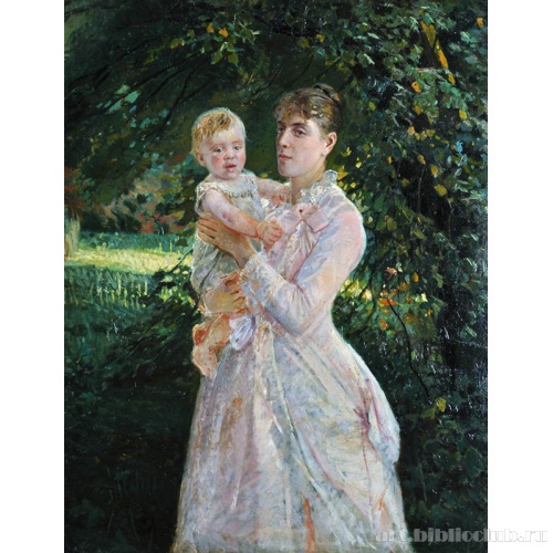 Портрет Е. И. Ге с сыном Николаем