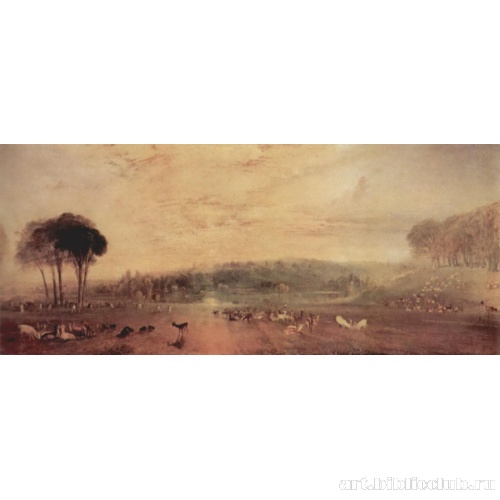 Заход солнца на озере в Петвортском парке