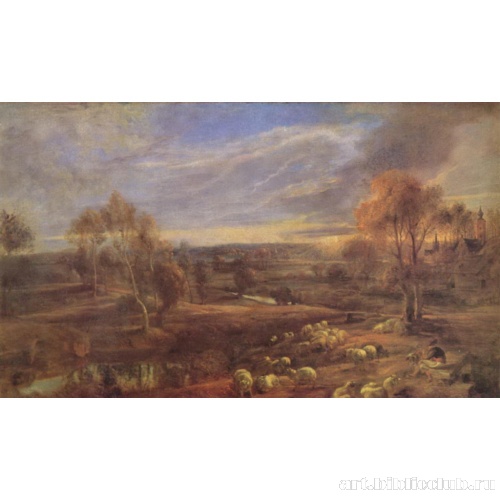 Вечерний пейзаж с пастухом и стадом