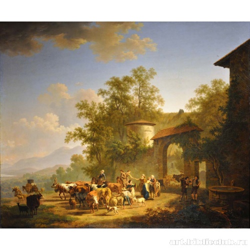 Стадо у ворот фермы