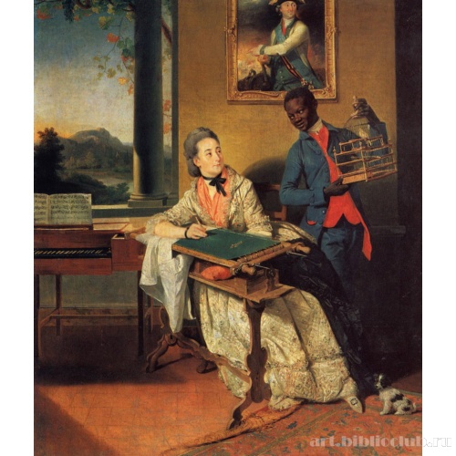 Портрет неизвестной за пяльцами, с прислуживающим арапом