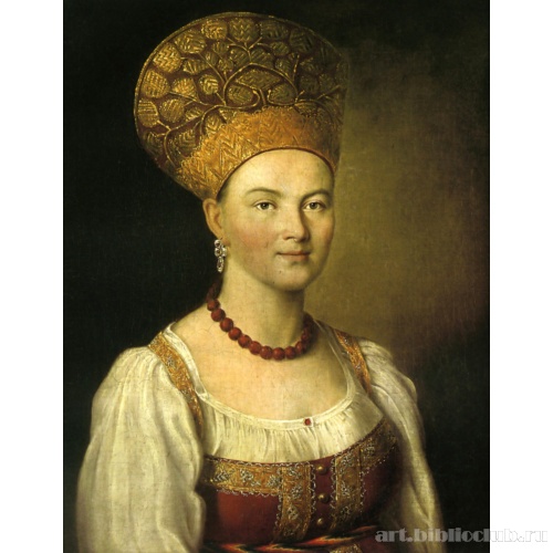 Неизвестная в русском костюме