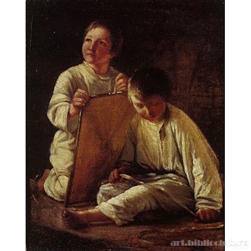 Два крестьянских мальчика со змеем