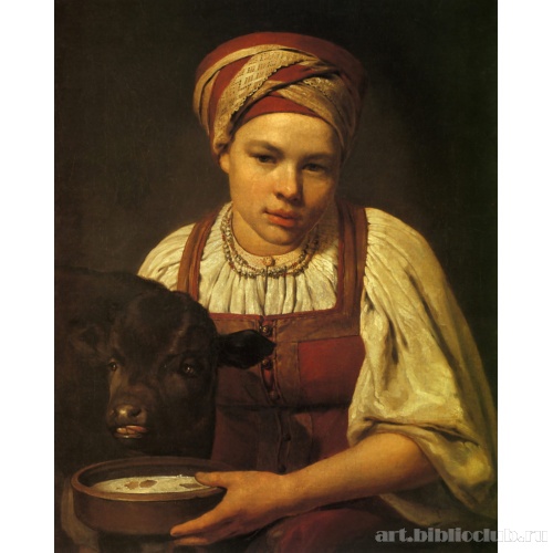 Девушка с теленком