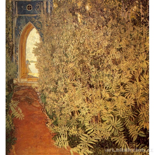 Пейзаж с голубым павильоном. Вид в парке