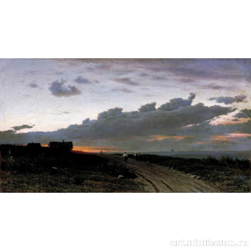 Вечерний вид в деревне. Орловская губерния