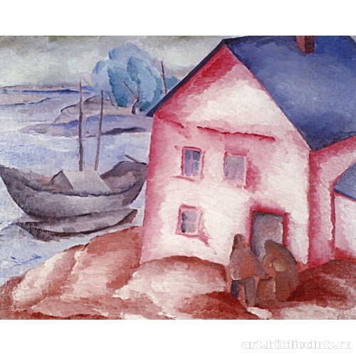 Розовый дом у реки