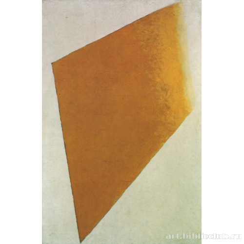 Супрематическая композиция: желтый четырехугольник на белом фоне