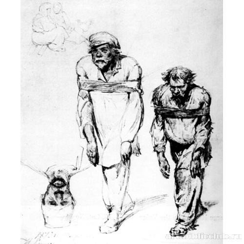 Бурлаки. Голова бурлака. Женщины сидят