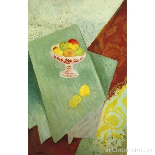 Розовая ваза с фруктами