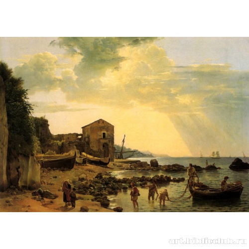 Берег в Сорренто с видом на остров Капри