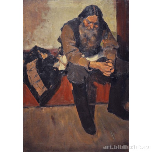 Старик, сидящий на сундуке