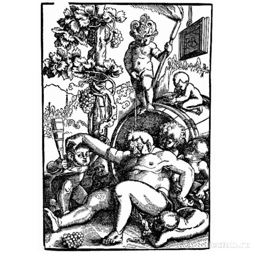 Опьяневший Бахус и играющие путти