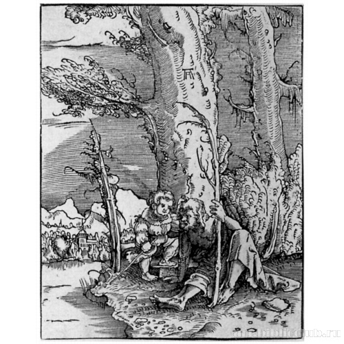 Святой Христофор, сидящий на берегу