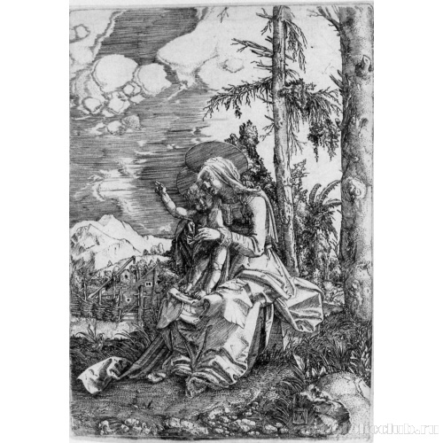 Мария с благословляющим младенцем Христом в пейзаже