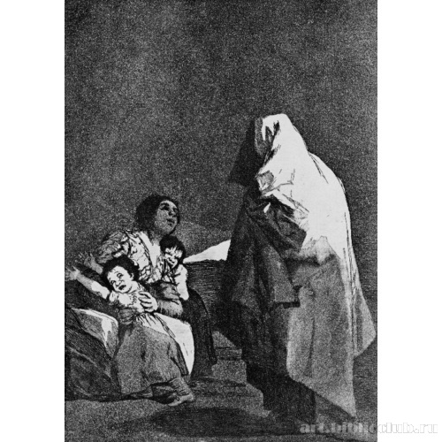 Серия «Капричос», лист 03: Тихо, бука идет!