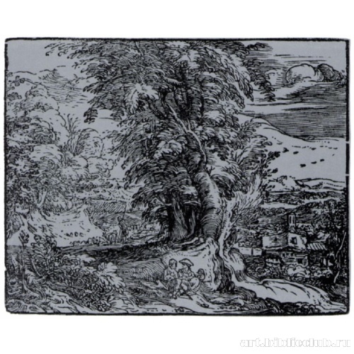 Пейзаж с сидящей парой и пастухами, первое состояние