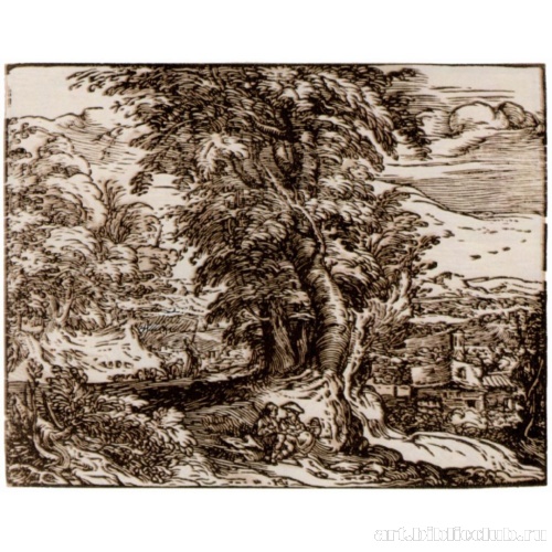 Пейзаж с сидящей парой и пастухами, второе состояние