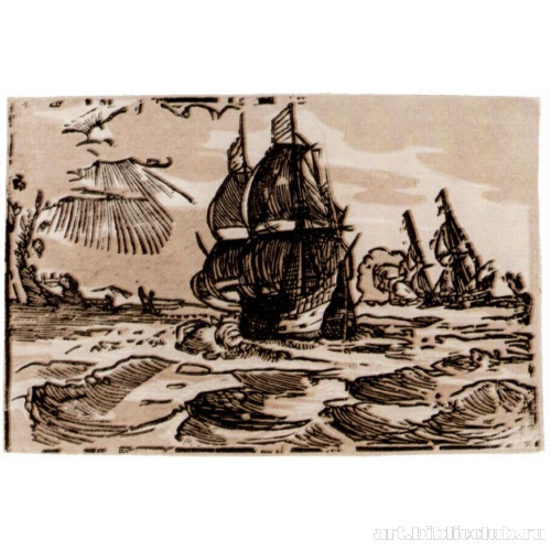 Морской пейзаж с двумя парусниками, второе состояние