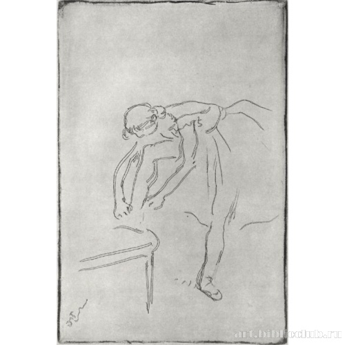 Танцовщица, завязывающая пуанты