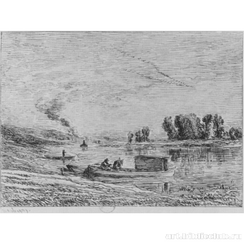 Плавучее ателье в Конфлане (Художник-пейзажист в лодке)