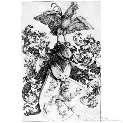 Герб со львом и петух