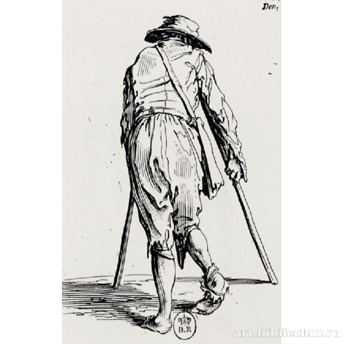 Серия «Нищие»: Нищий с двумя костылями со спины