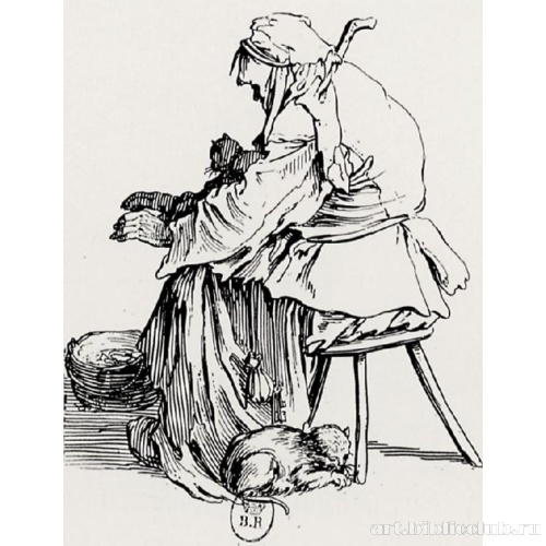 Серия «Нищие»: Старуха с кошкой