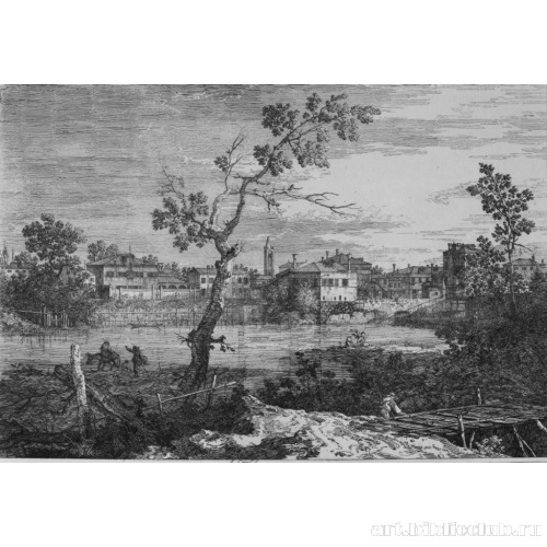 Серия «Виды, исполненные с натуры и воображаемые». Деревня на берегу реки