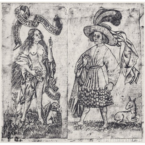 Обнаженная девушка и игральная карта - валет оленей