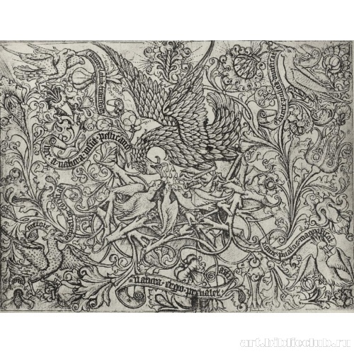 Орнамент с пеликаном, кормящим птенцов