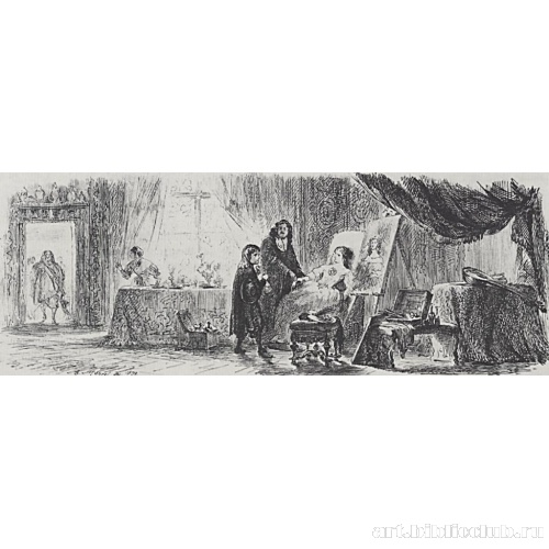 Дама, позирующая для портрета, застигнута врасплох приходом мужа