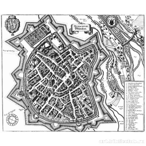 Мюнхен, панорамный план с юго-запада