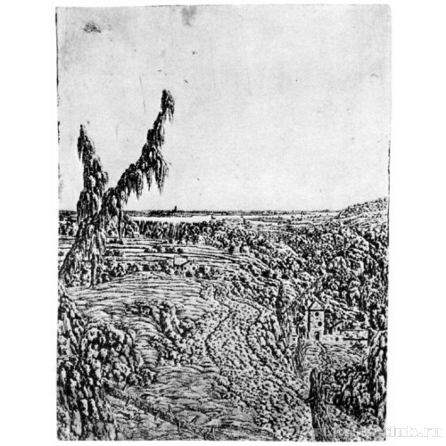 Пейзаж с дорогой вдоль плато и рекой на горизонте