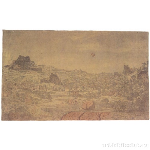 Долина с городом, церковью и другими зданиями