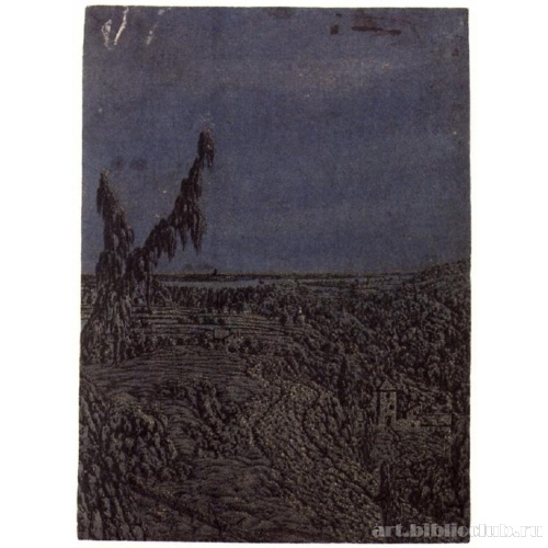 Пейзаж с дорогой по краю плато и рекой на горизонте