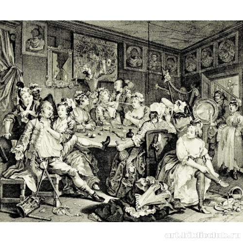 Серия «Карьера распутника» [05], третий лист: Он пирует, первое состояние