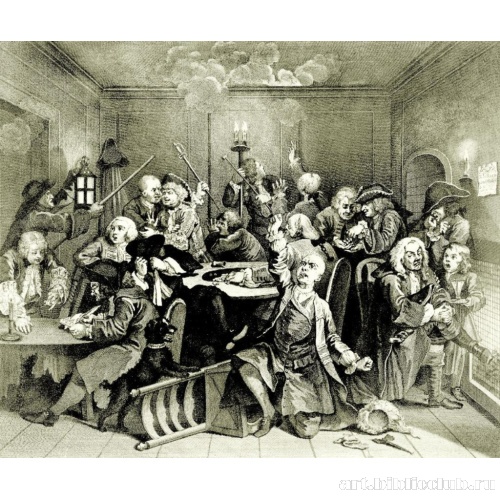 Серия «Карьера распутника» [11], шестой лист: Он играет, первое состояние