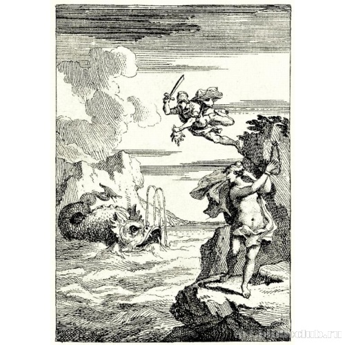 Иллюстрация к поэме «Персей и Андромеда» Льюиса Теобальда, Персей освобождает Андромеду