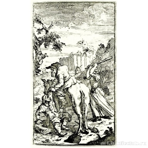 Малые иллюстрации к поэме Сэмюэля Батлера «Гудибрас» [05], Трулла нападает на Гудибраса