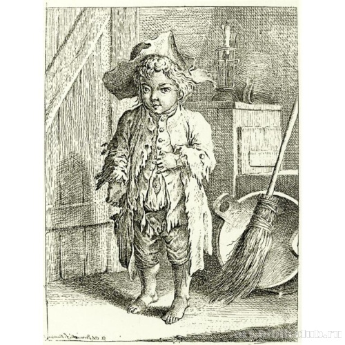 Мальчик-нищий у входной двери