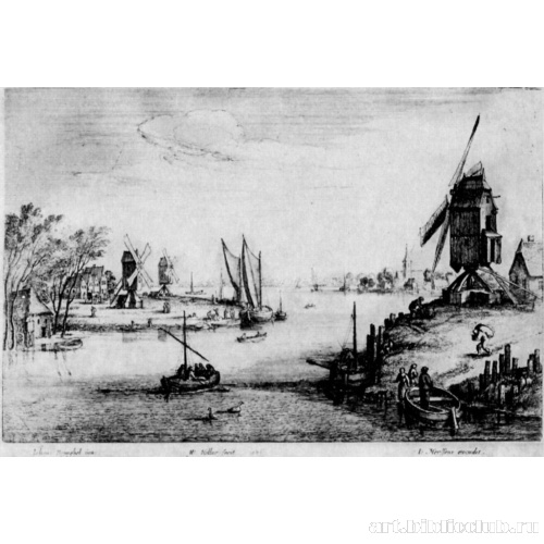 Пейзаж с тремя ветряными мельницами