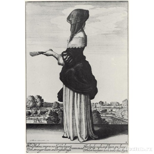 Лето (стоящая женщина в профиль, в вуали и с веером)