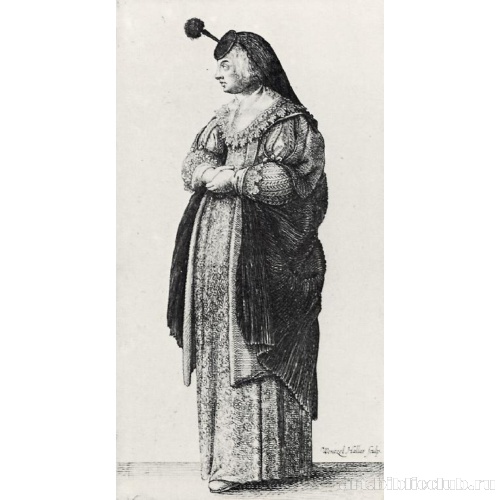 Стоящая женщина, повернувшаяся влево