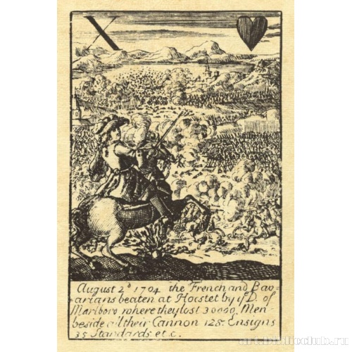 Игральные карты с изображениями побед герцога Мальборо, Десятка червей