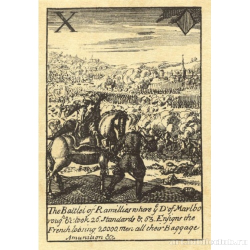 Игральные карты с изображениями побед герцога Мальборо, Десятка бубей