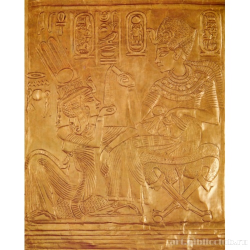 Гробница Тутанхамона: деталь наоса с изображением отдыхающей царской четы