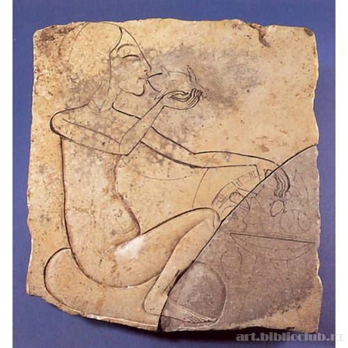 Остракон с изображением царевны за трапезой