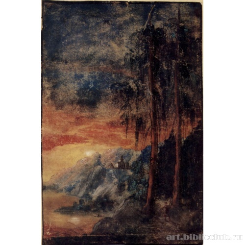 Пейзаж на заходе солнце