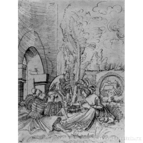 Галантное общество в саду замка